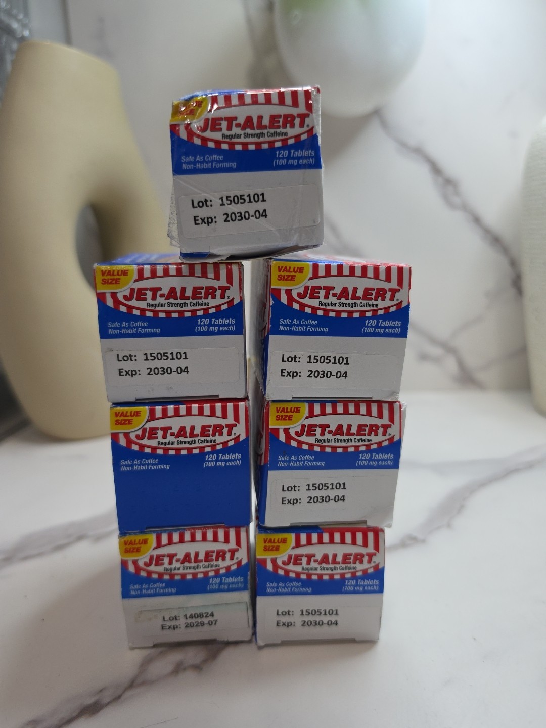 7 Pack Jet Alert 100MG Each Caffeine Tablet 120 Count Each. Exp 2030