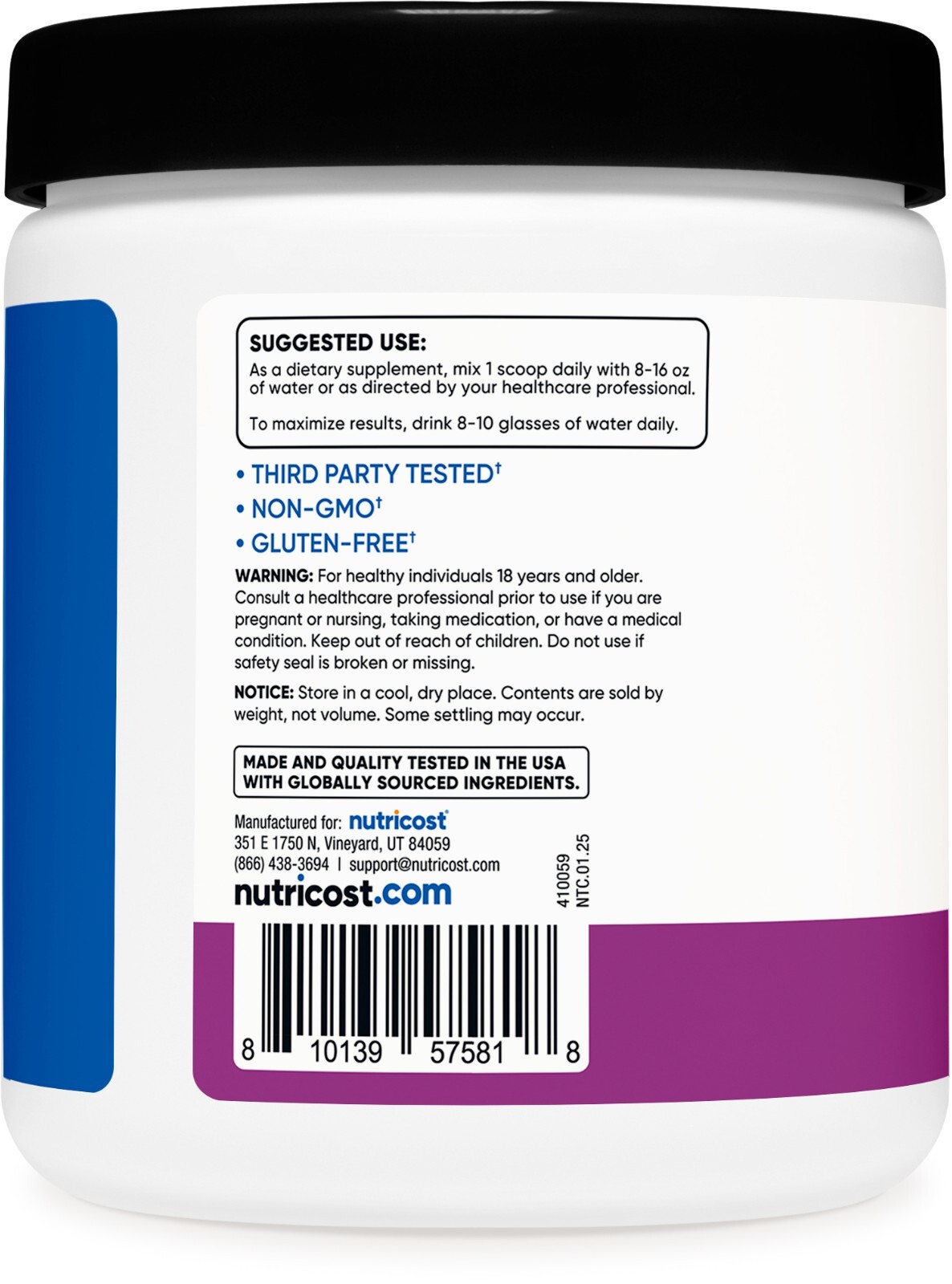 Nutricost Creatine Monohydrate + Hydration Grape Flavored, 30 Servings