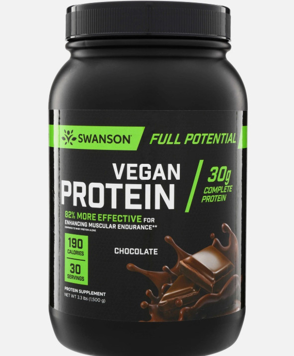 Swanson Full Potential Vegan Protein – Chocolate 30 g protein 3.3 lbs Pwdr