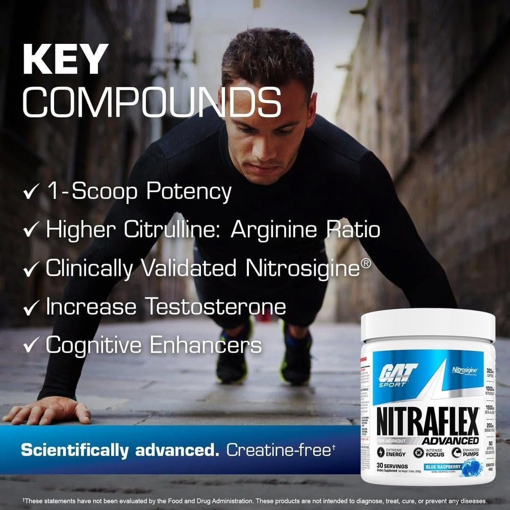 GAT SPORT Nitraflex Advanced Pre-Workout Powder, Increases Blood Flow, Boosts St