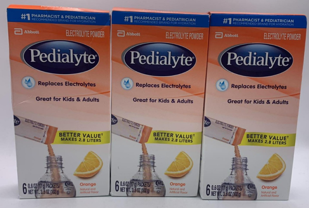 3PK Abbott Pedialyte Electrolyte Powder ~ 6 Sticks Each ~ EXP 11/26