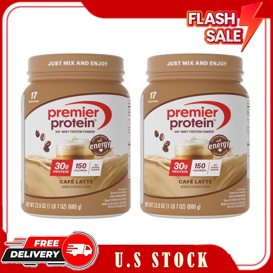 New 2 Pack Premier Protein 100% Whey Protein Powder Café Latte 23.9 oz