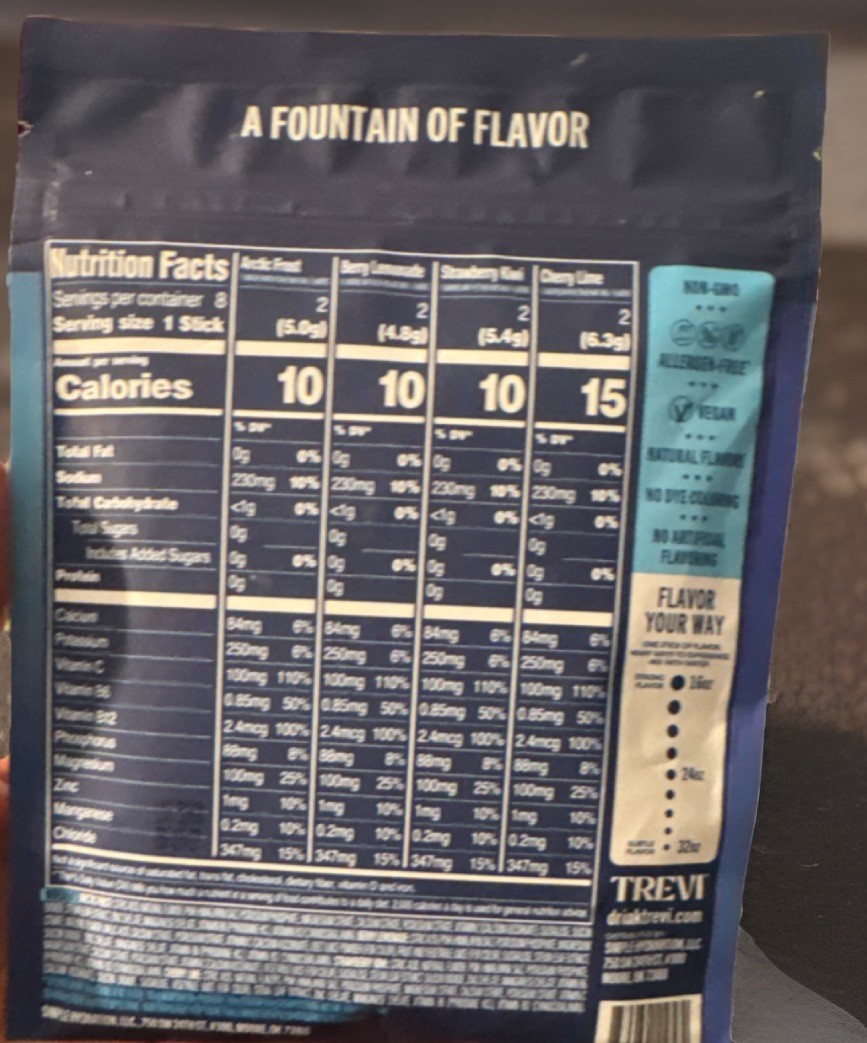 TREVI Electrolyte Drink Mix Sugar-Free Vegan Variety Pack 8 Sticks