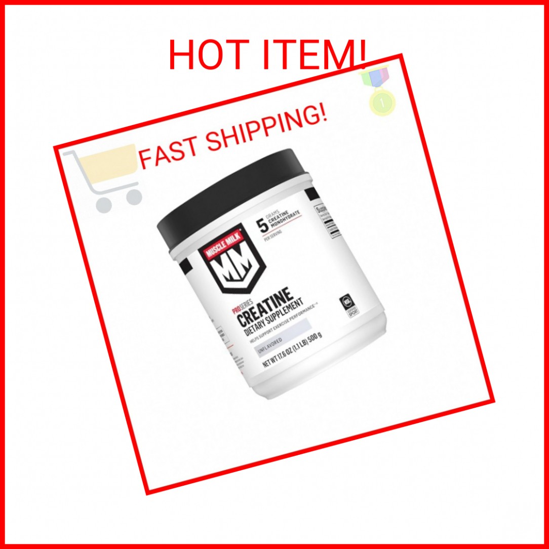 Muscle Milk Pro Series Creatine Powder Supplement, Unflavored, 1.1 Pound, 100 Se
