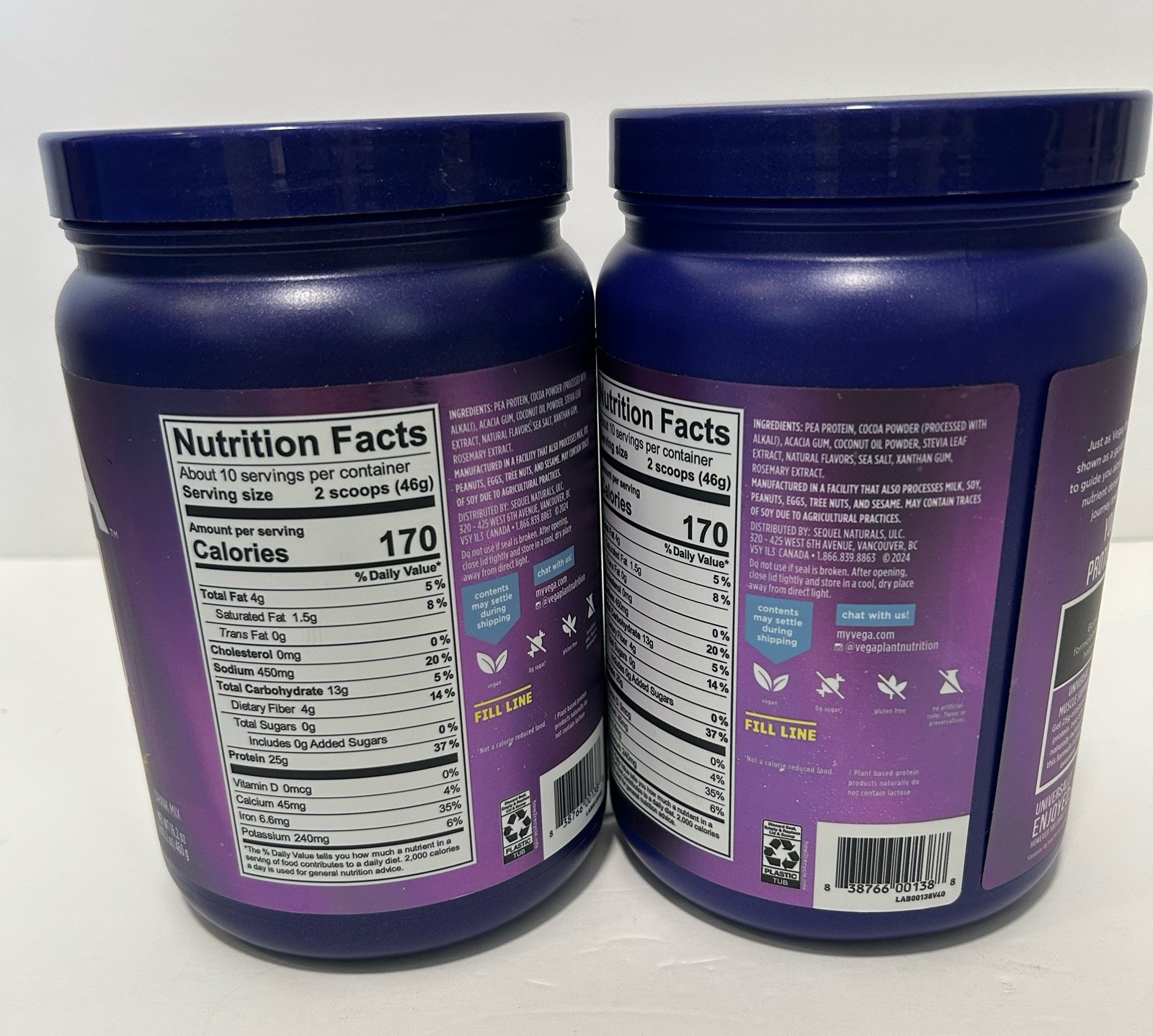 2Pack VEGA Plant-Based Essential Protein, Creamy Chocolate, 1.2LB, EX: 10/2026