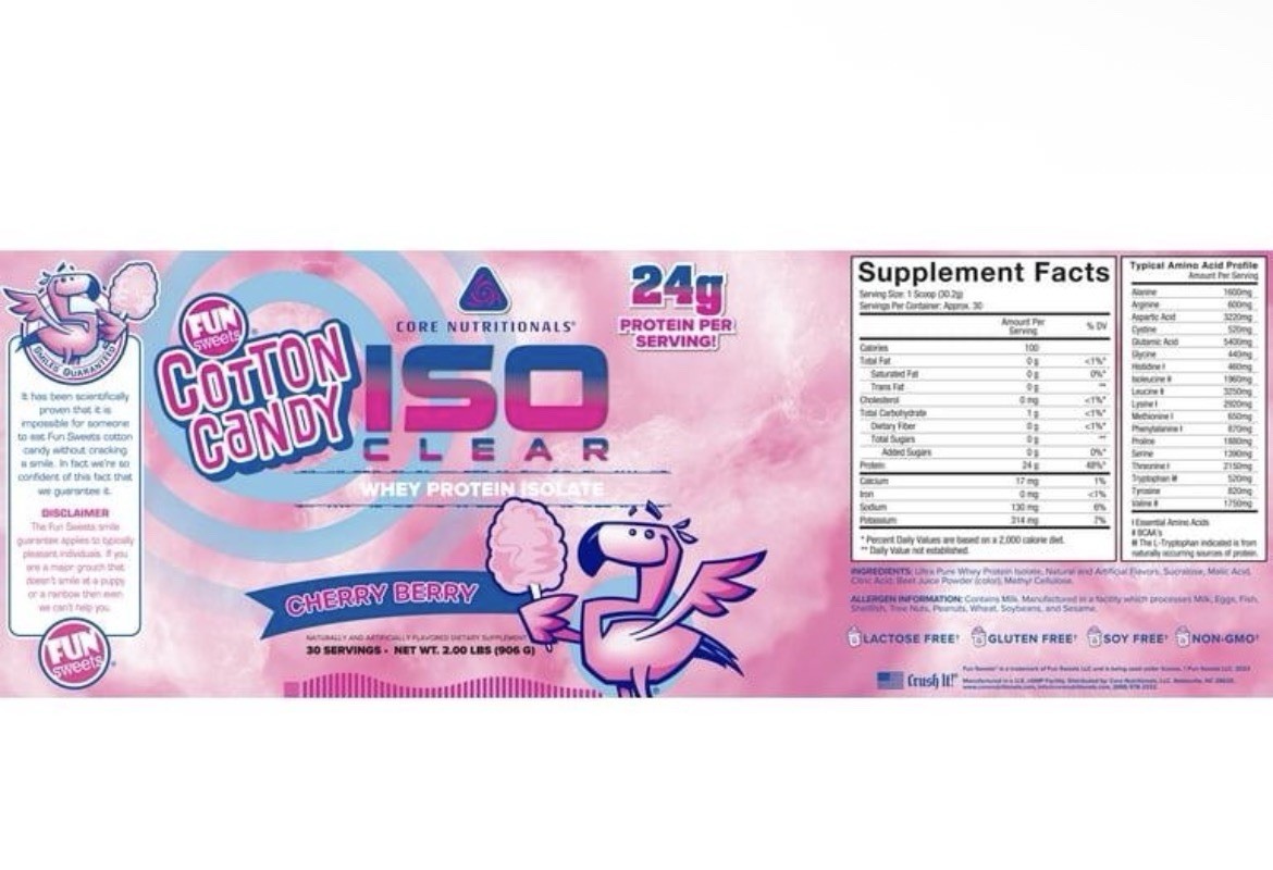 Core Nutritionals ISO Clear Cherry Berry Whey Isolate 30 Servings New Sealed
