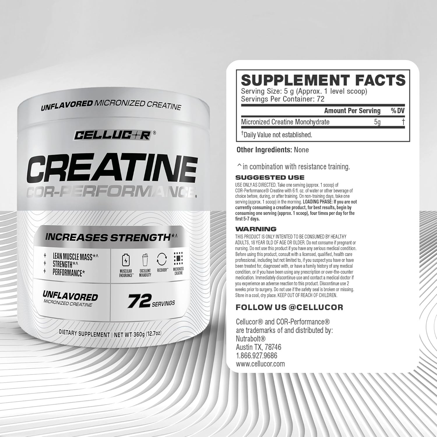 COR-Performance Creatine, Unflavored, 12.7oz (360 g)
