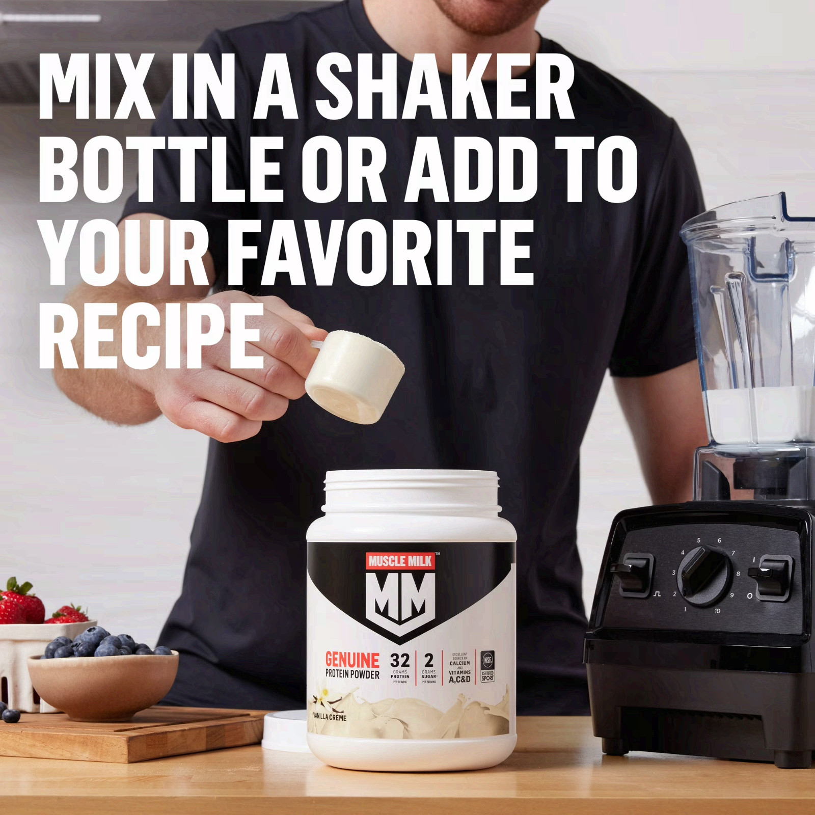 2P Muscle Milk Genuine Protein Powder, Chocolate, 1.93 Pound, 12 Servings