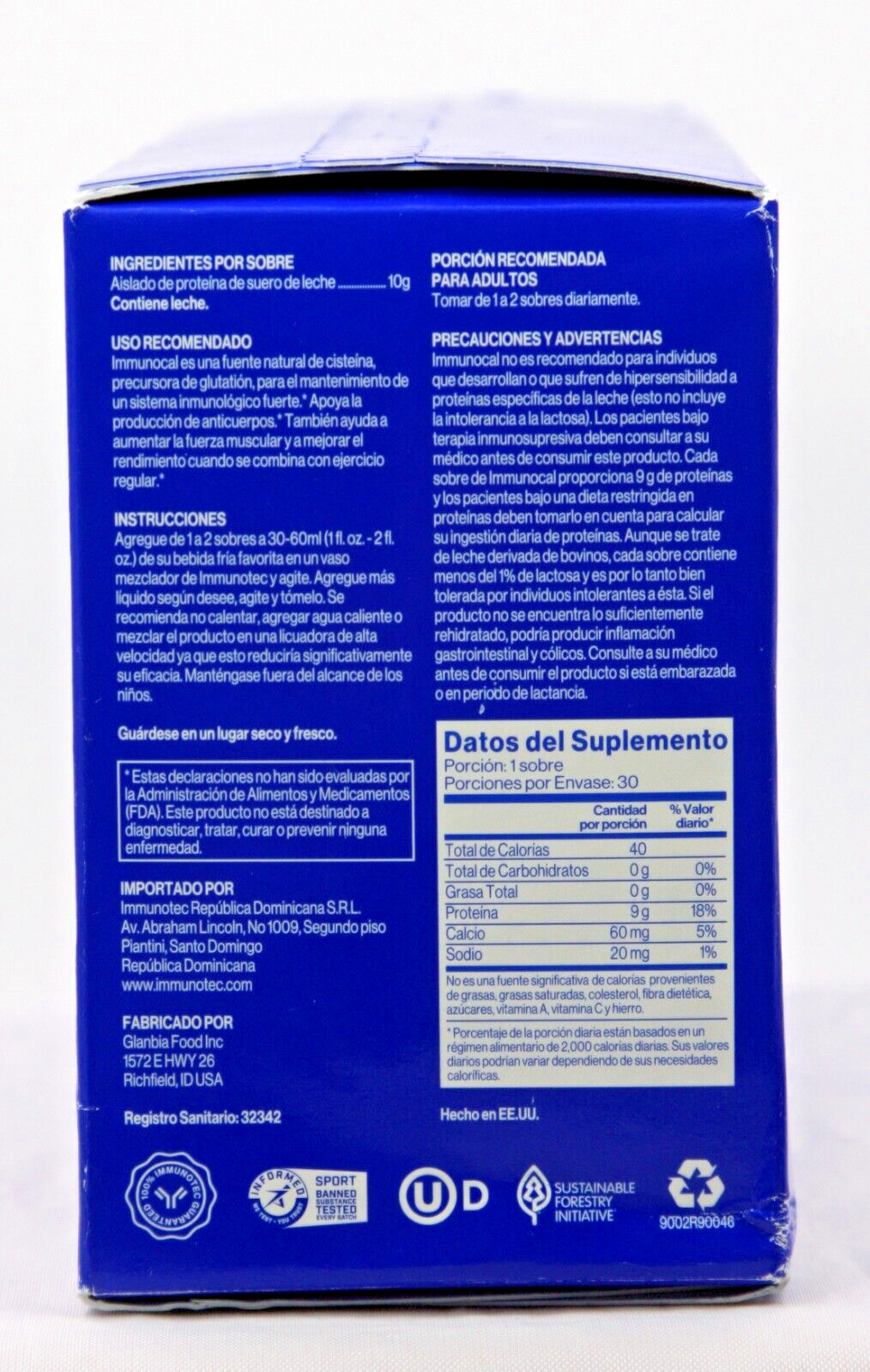 Immunocal Classic (Blue) Regular Glutathione Precursor, 30 Pouches by Immunotec