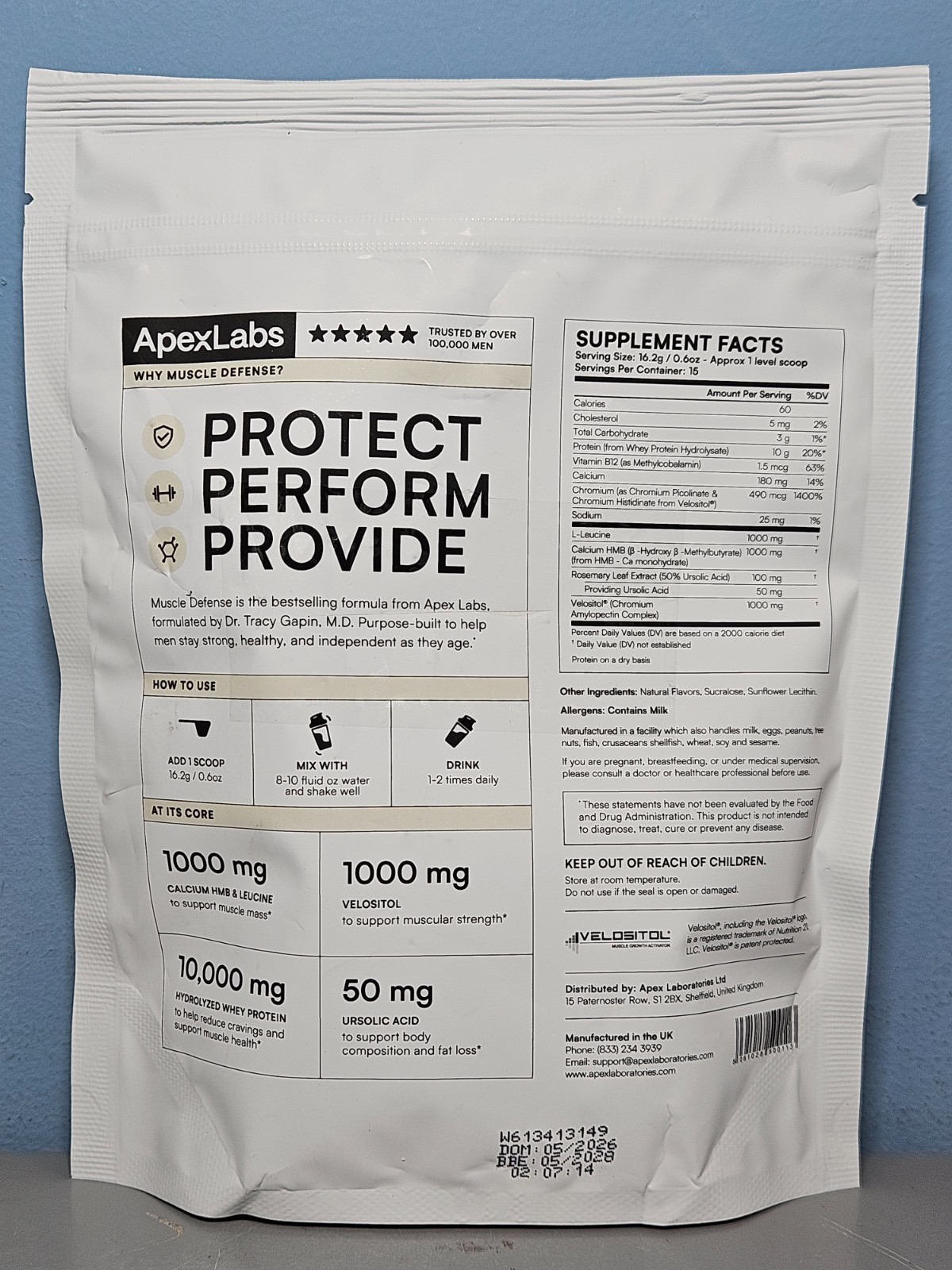 DAMAGED – Apex Labs Muscle Defense Vanilla Protein Shake 15 Servings – New