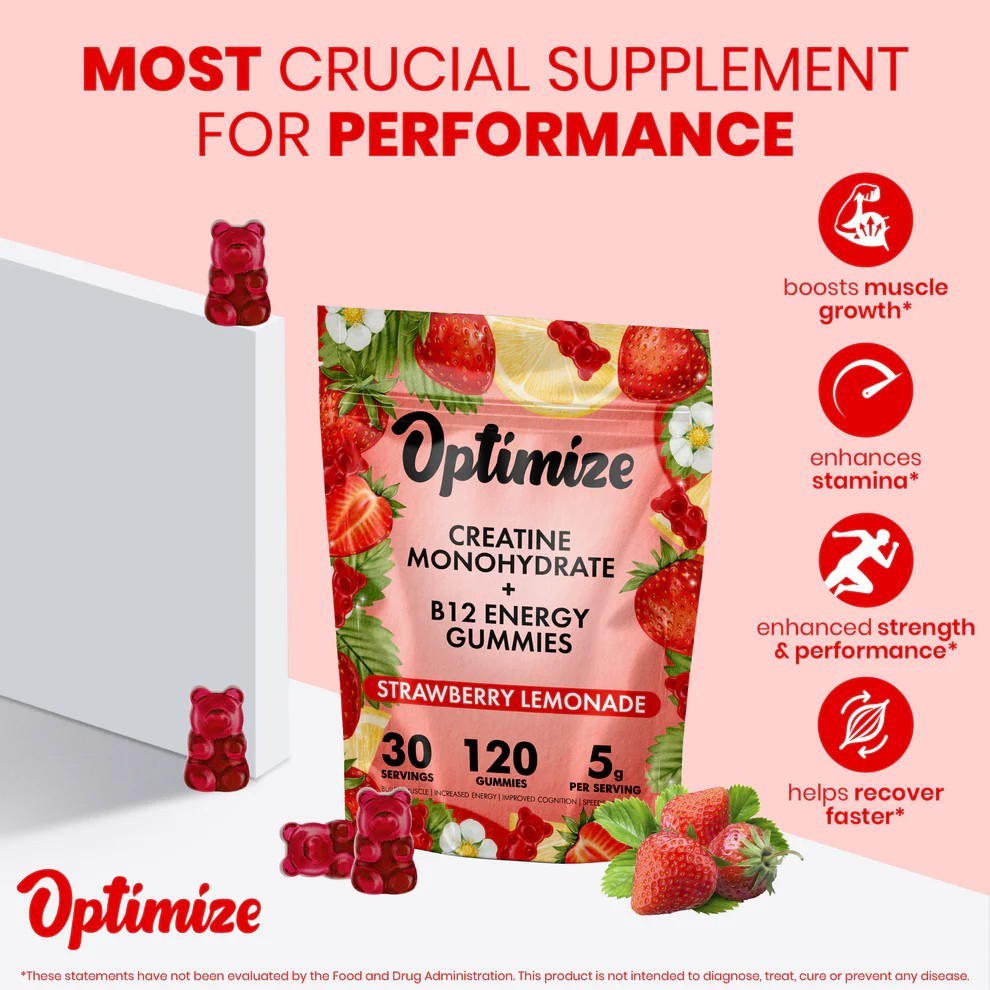 2 PACK Creatine Monohydrate Gummies – 240 Gummies w/ B12 + Magnesium Sugar Free