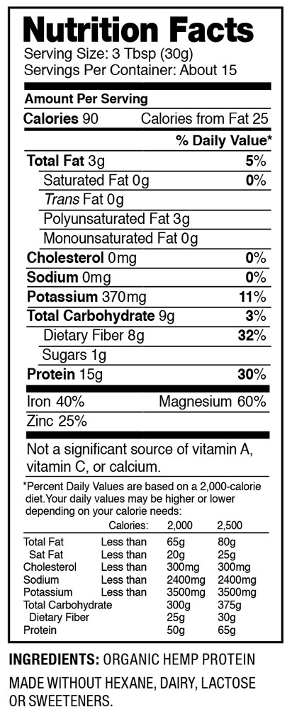 NVS 100% Pure Organic Hemp Protein Powder 50% Isolate USDA nonGMO High Fiber USA