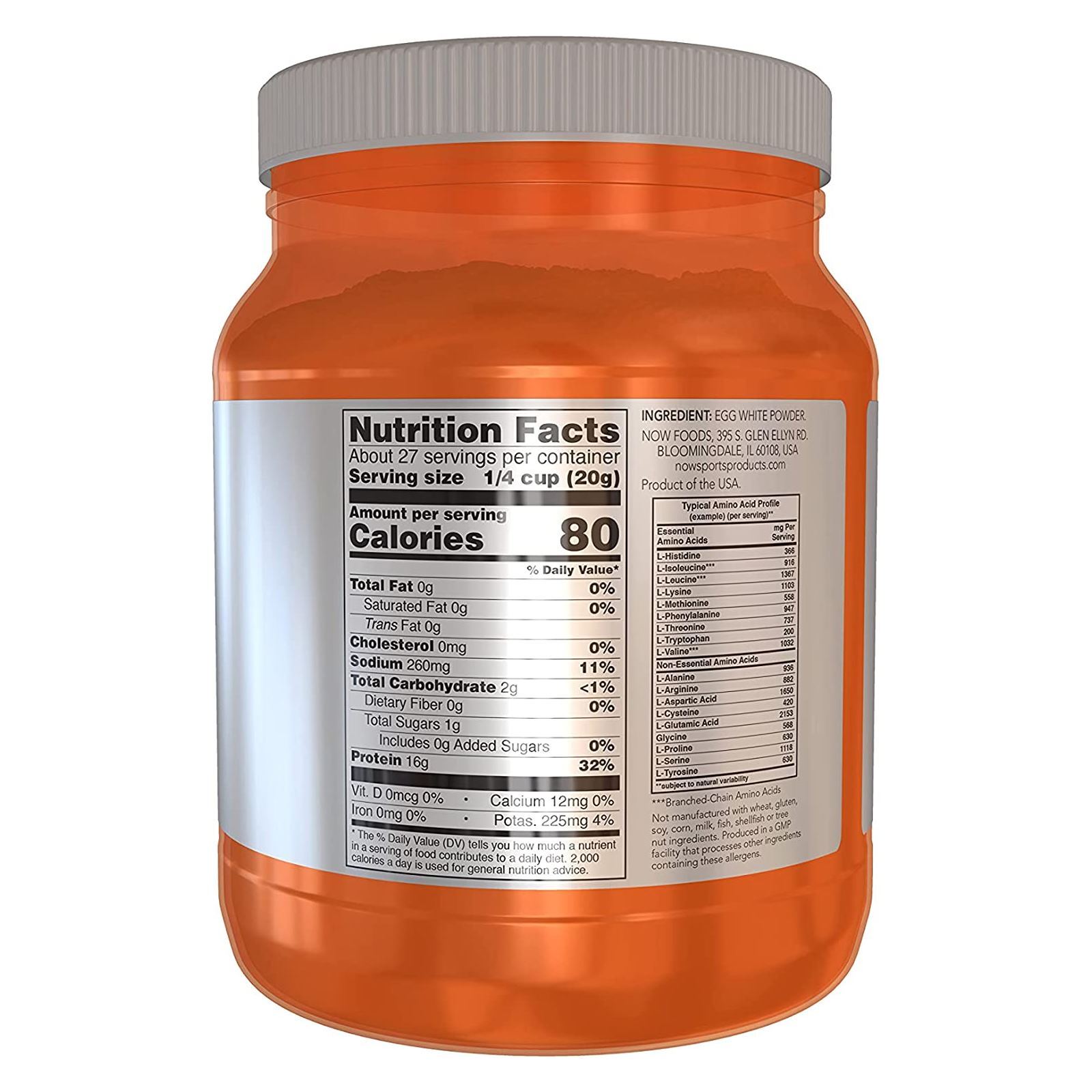NOW FOODS Egg White Protein Unflavored Powder 1.2 lb.