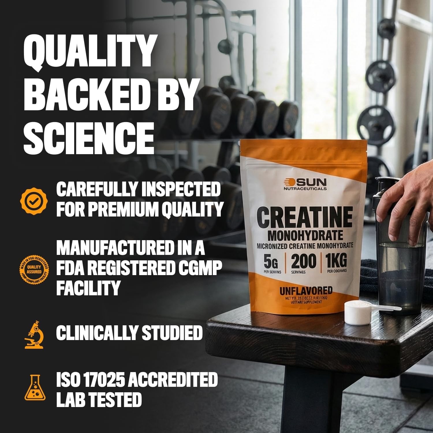Micronized Creatine Monohydrate Powder 1kg 2.2lbs, 200 Servings Bulk Creatine