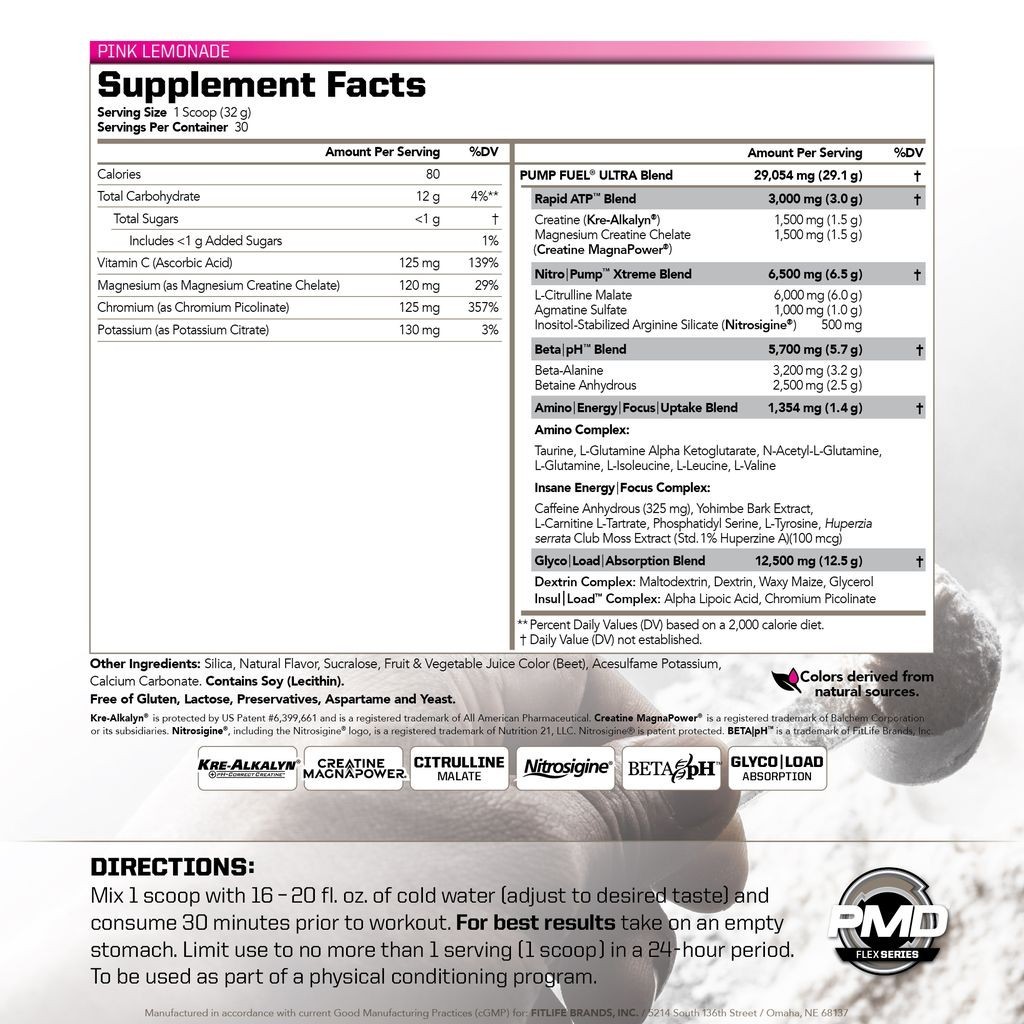 PUMP FUEL ULTRA INSANITY GLYCO LOAD PRE WORKOUT – Pink Lemonade (30 Servings)