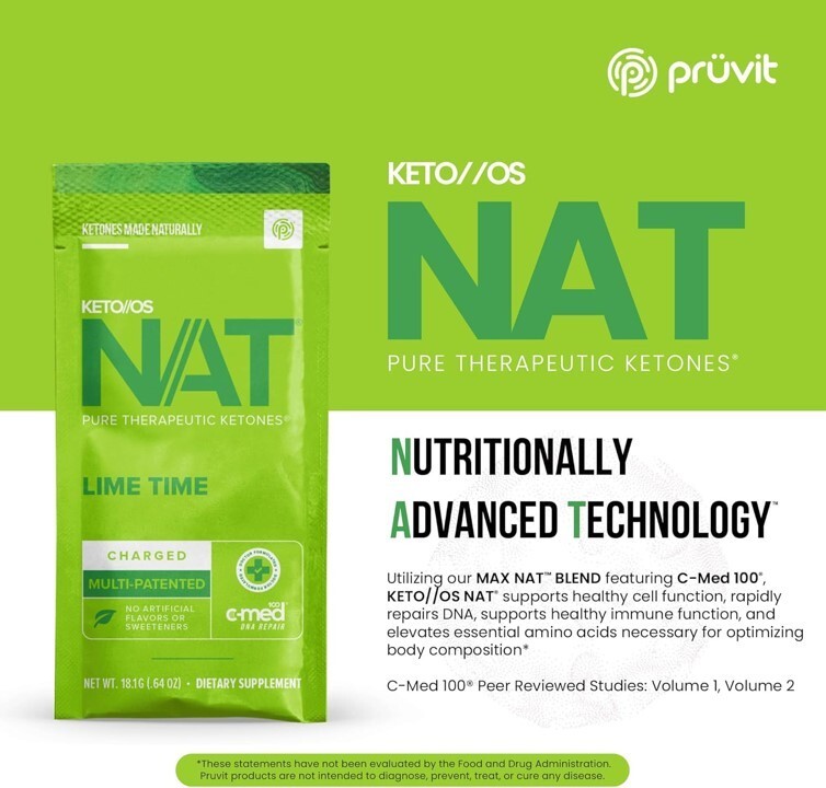 PRUVIT ketone drink Keto Nat LIME TIME Charged 20 pack Free Shipping