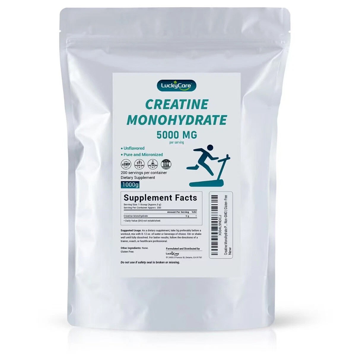 Pure Creatine Monohydrate 2.2lbs – Powder Micronized 200 Servings 5g Per Serving