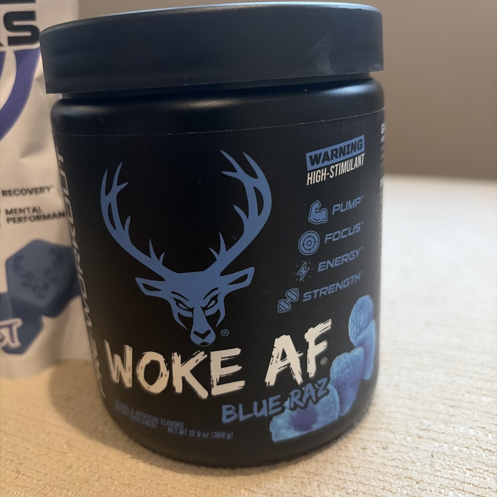 Woke AF ‘Blue Raz’ Pre-workout 12.9 oz / 03/2028 & Creatine Gummy Bundle 06/2027