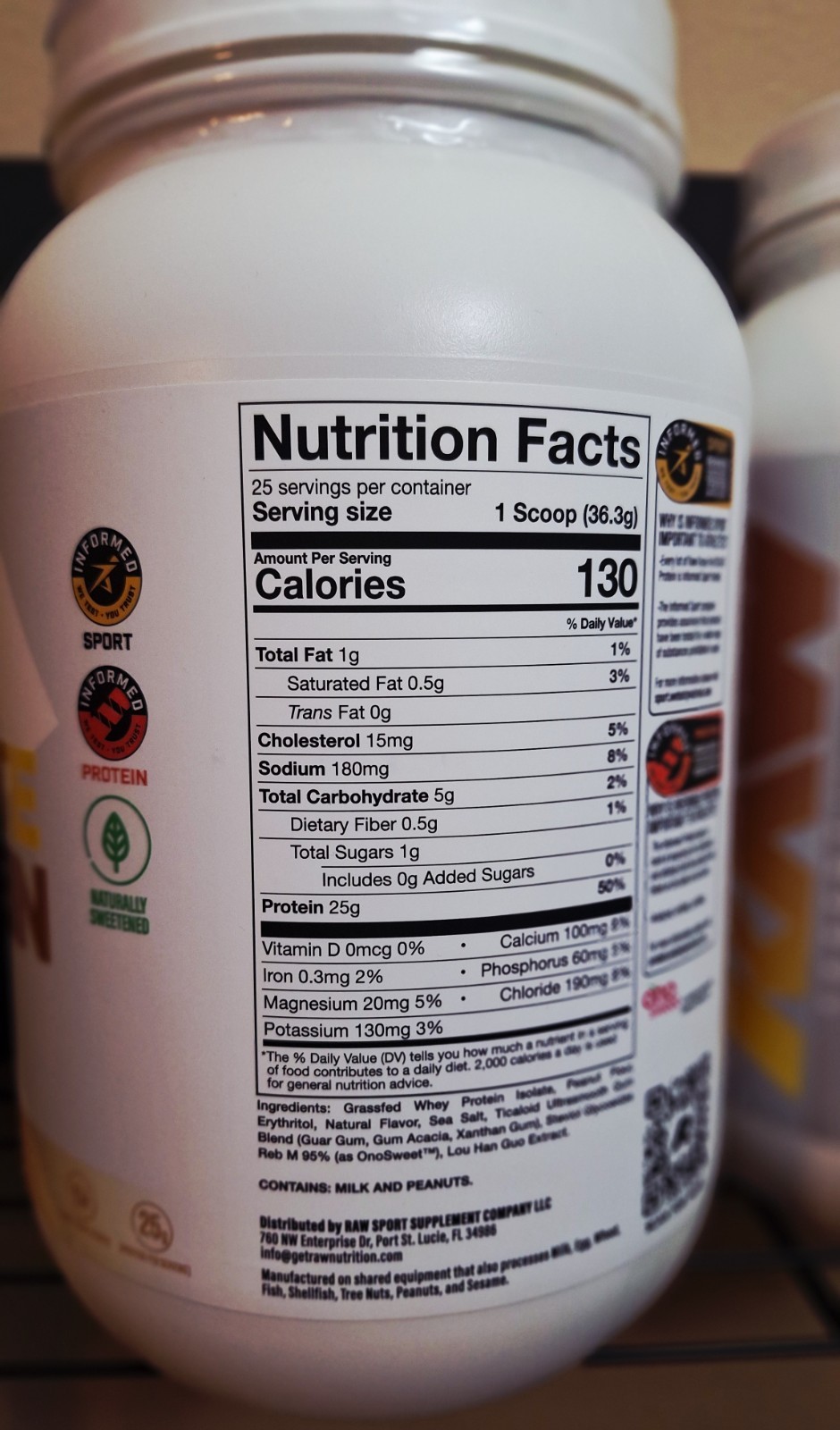 Raw 100% Grass-fed Whey Isolate, Peanut Butter Banana🍌 25 Servings, 12/2027✨️