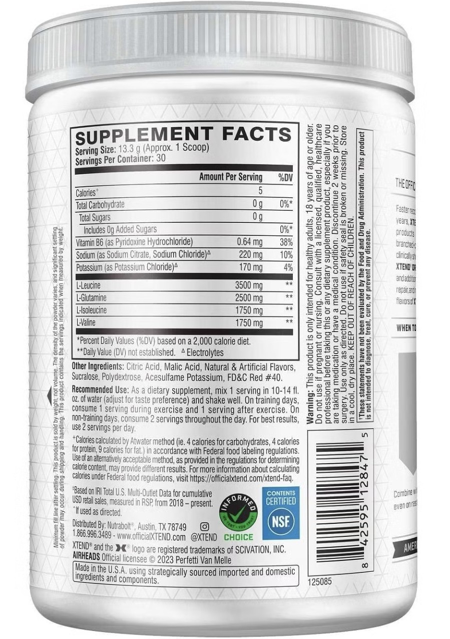 Xtend 7G BCAA AIR HEADS CHERRY Sugar-Free POWDER MUSCLE RECOVERY Exp 7/26 SEALED