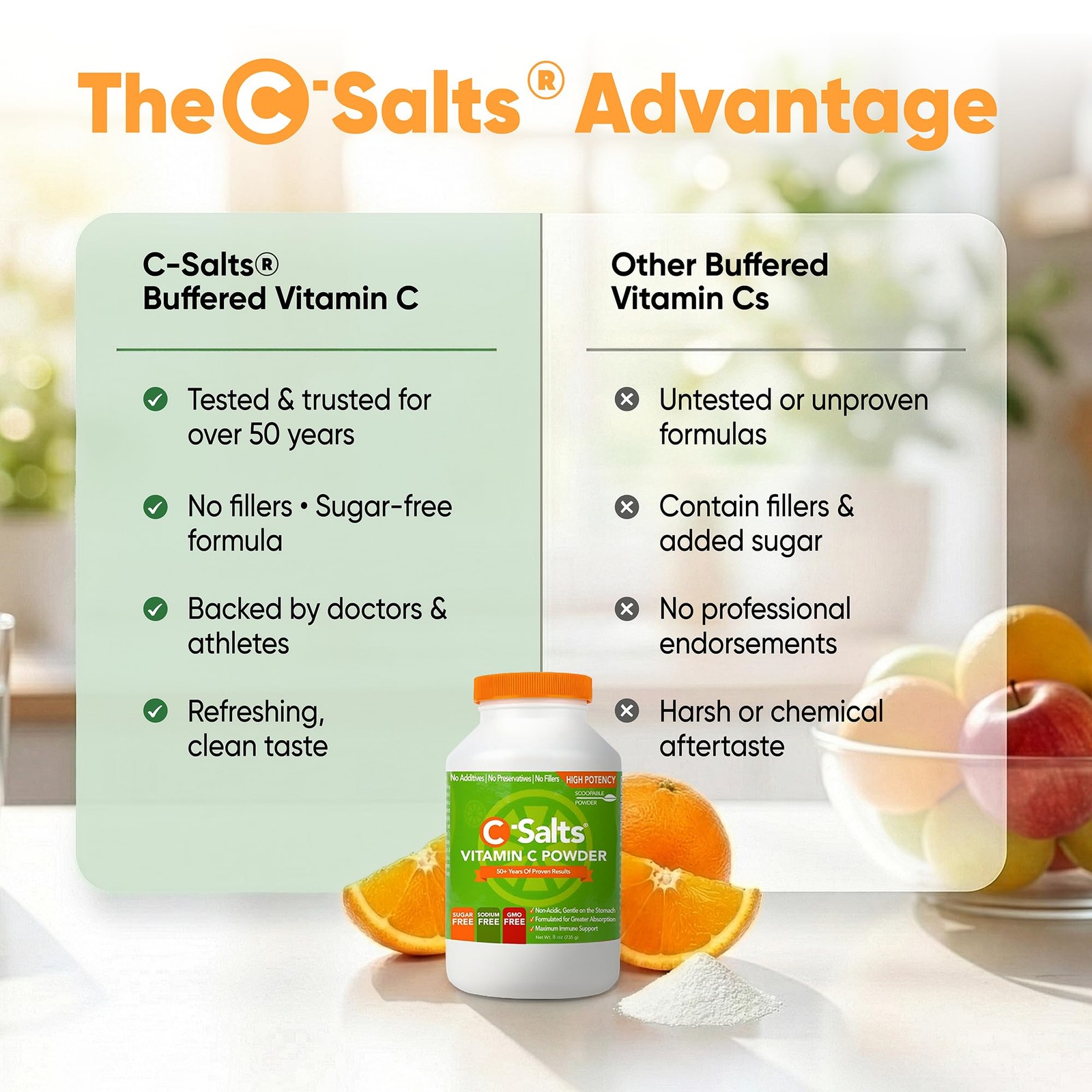 C-Salts Buffered Vitamin C Powder – Pure Organic, Stomach 8 Ounce (Pack of 1)