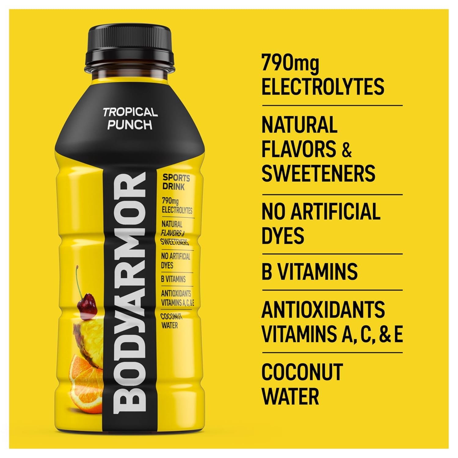 BODYARMOR Tropical Punch Sports Drink 16 oz Electrolyte Hydration 12 Pack