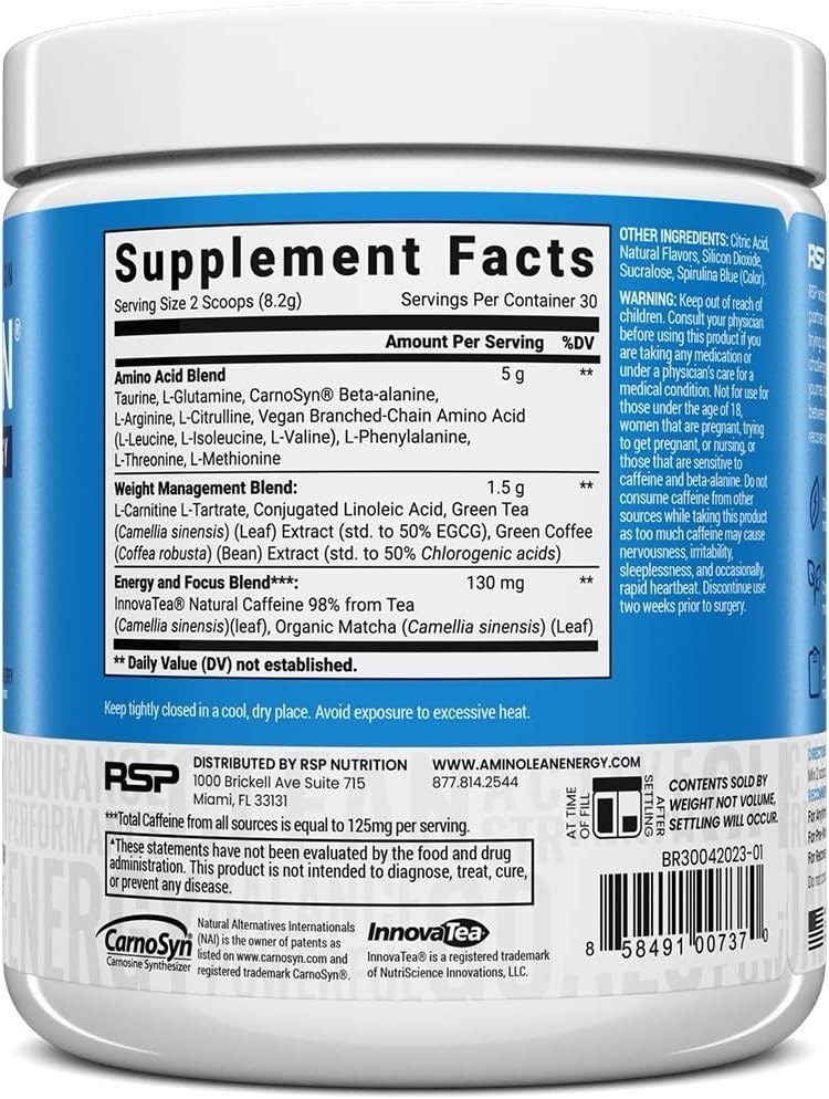 Aminolean Pre Workout Powder, Amino Energy & Weight Management with Vegan BCA…