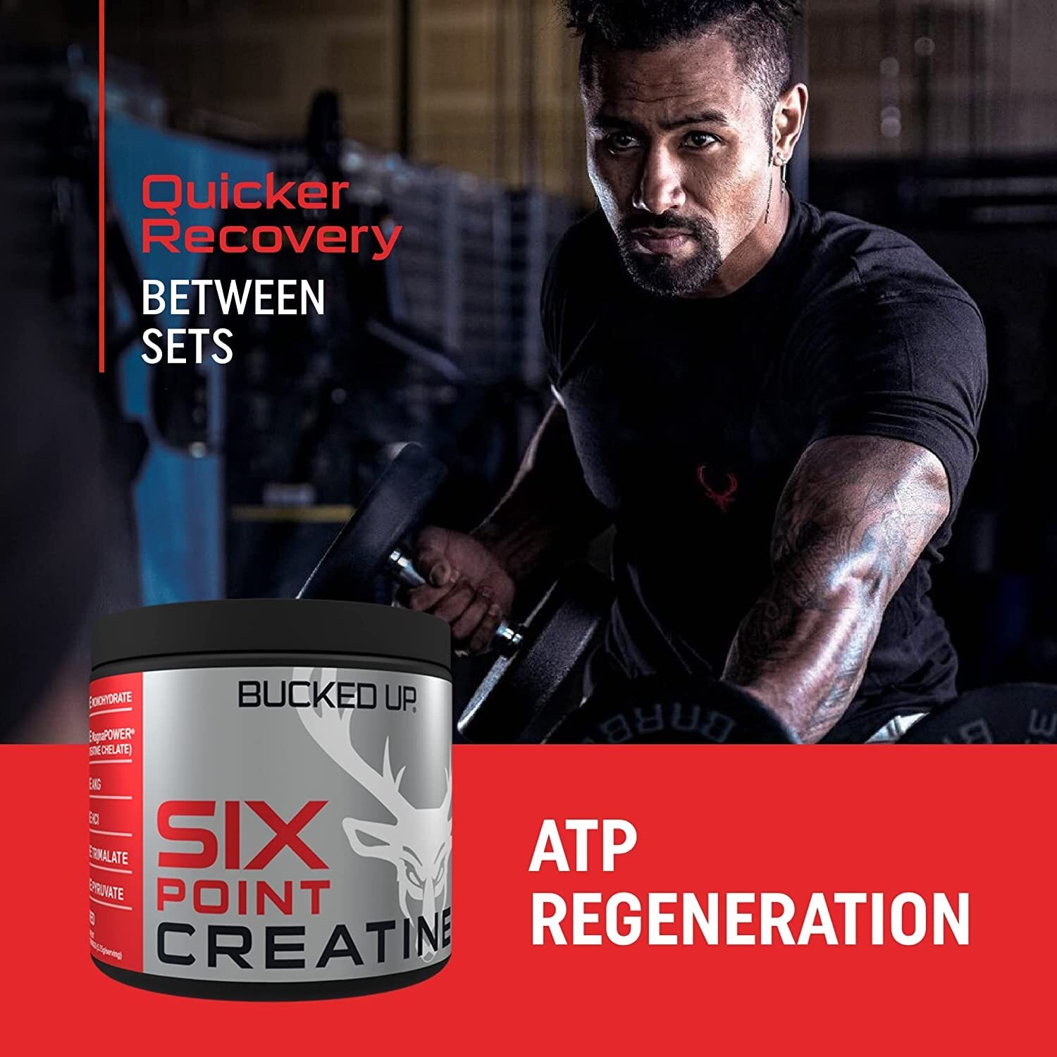 GetBuckedUp Creatine Blend Unflavored 6oz 6 Types Supports Pre and Post Workout