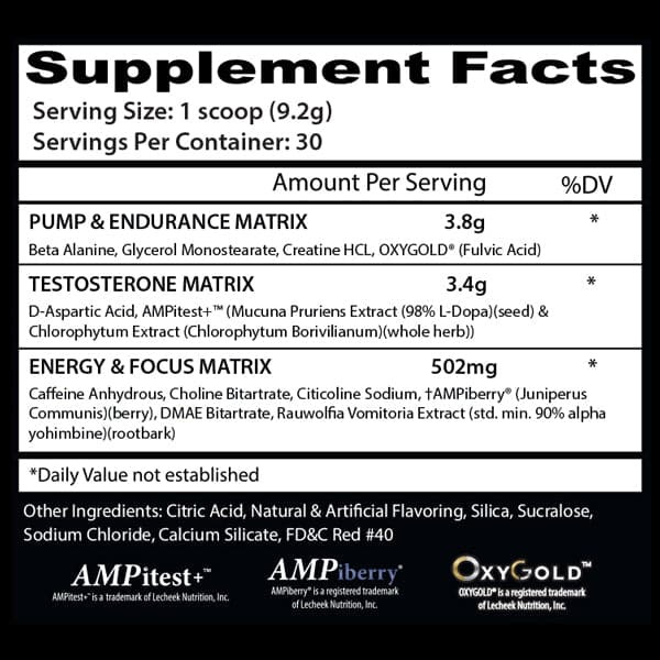 INSANE LABZ PSYCH-O-TIC TEST Pre-Workout Powerhouse Energy Pumps 30 Servings
