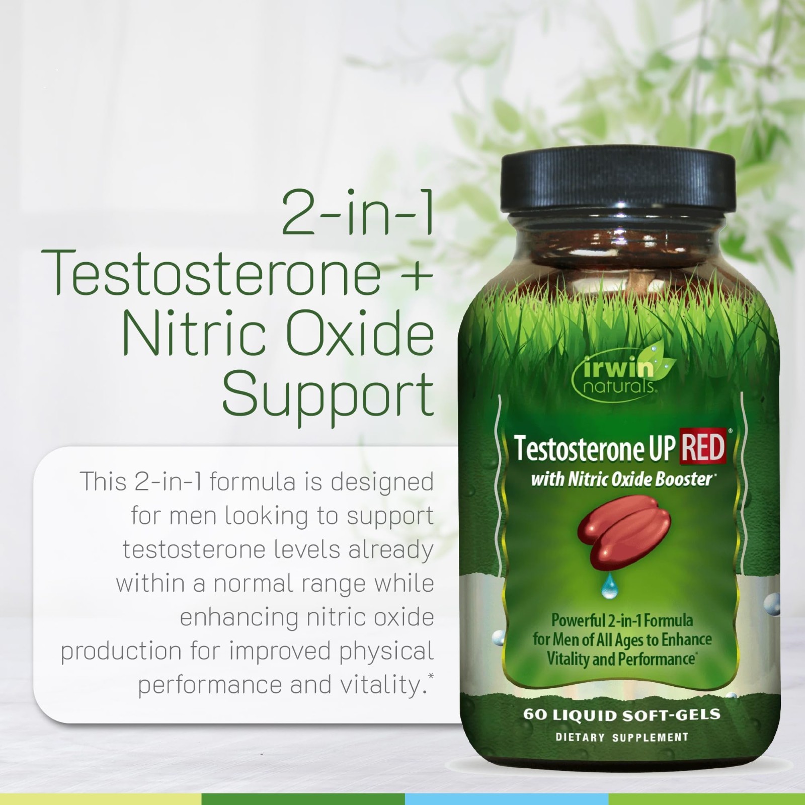 Testosterone Booster with Nitric Oxide | Male Vitality & Performance | 60 Soft-G