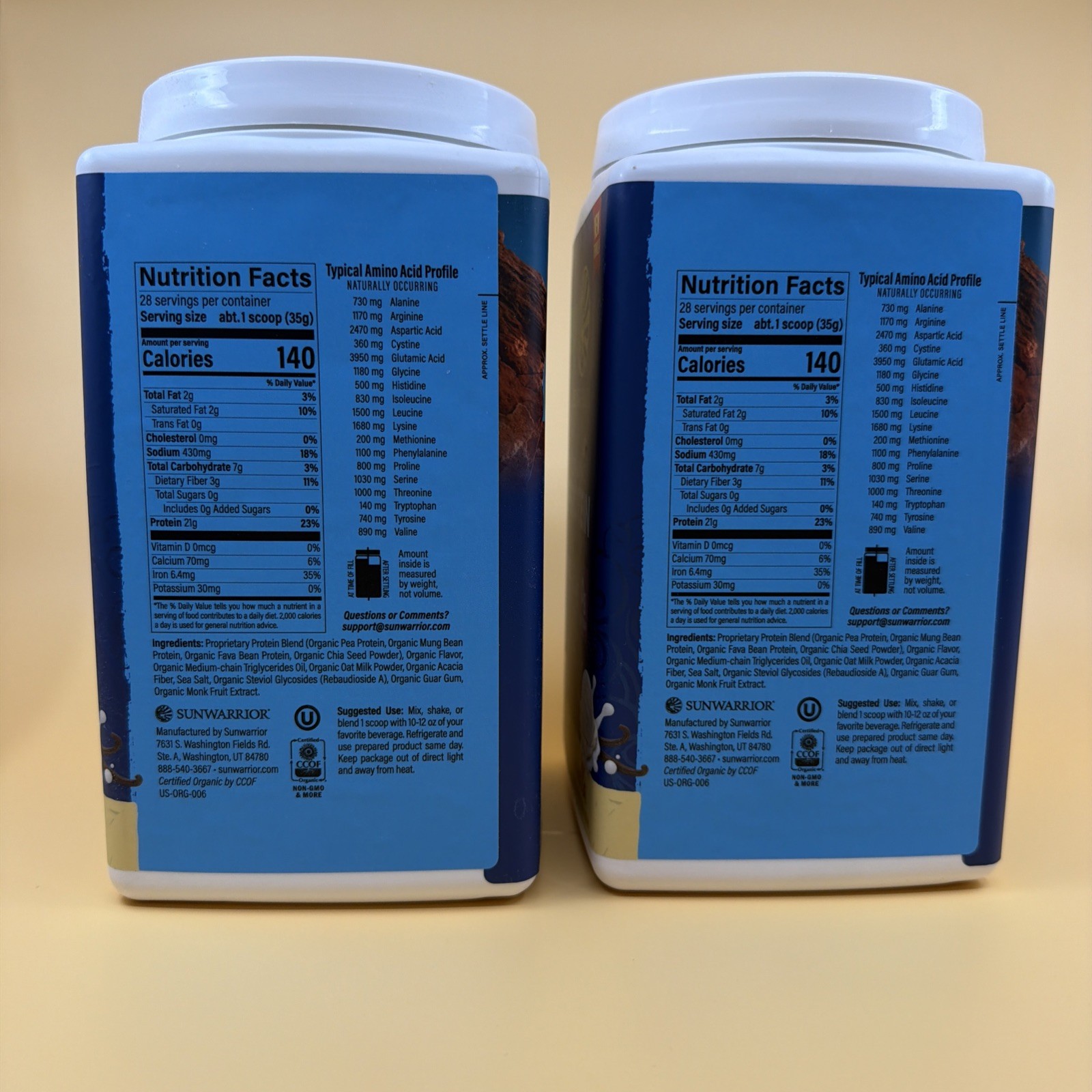 Sunwarrior Vegan Organic Vanilla Protein Powder Plant Based BCAA Aminos 4.40lbs
