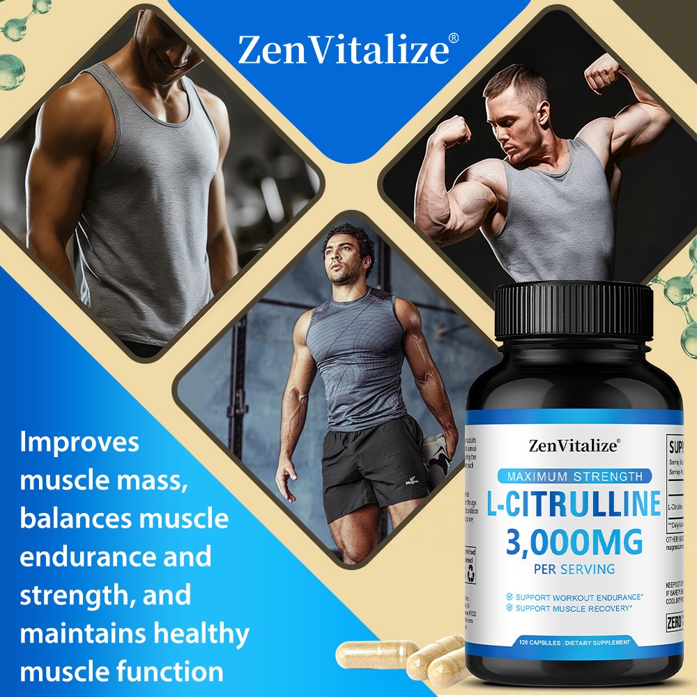 3000mg L-Citrulline Support Muscle Recovery* Gluten Free 30/60/120 Capsules