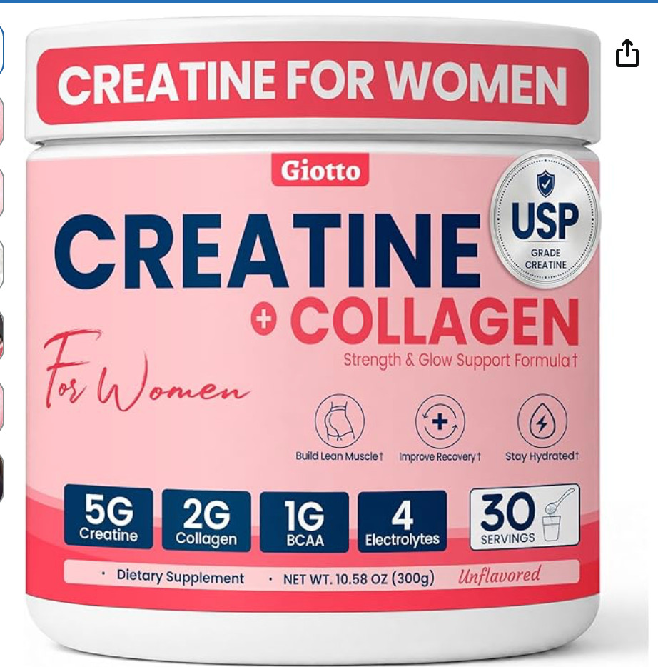 Creatine for Women, USP Grade Micronized Creatine Monohydrate Powder w/ Collagen