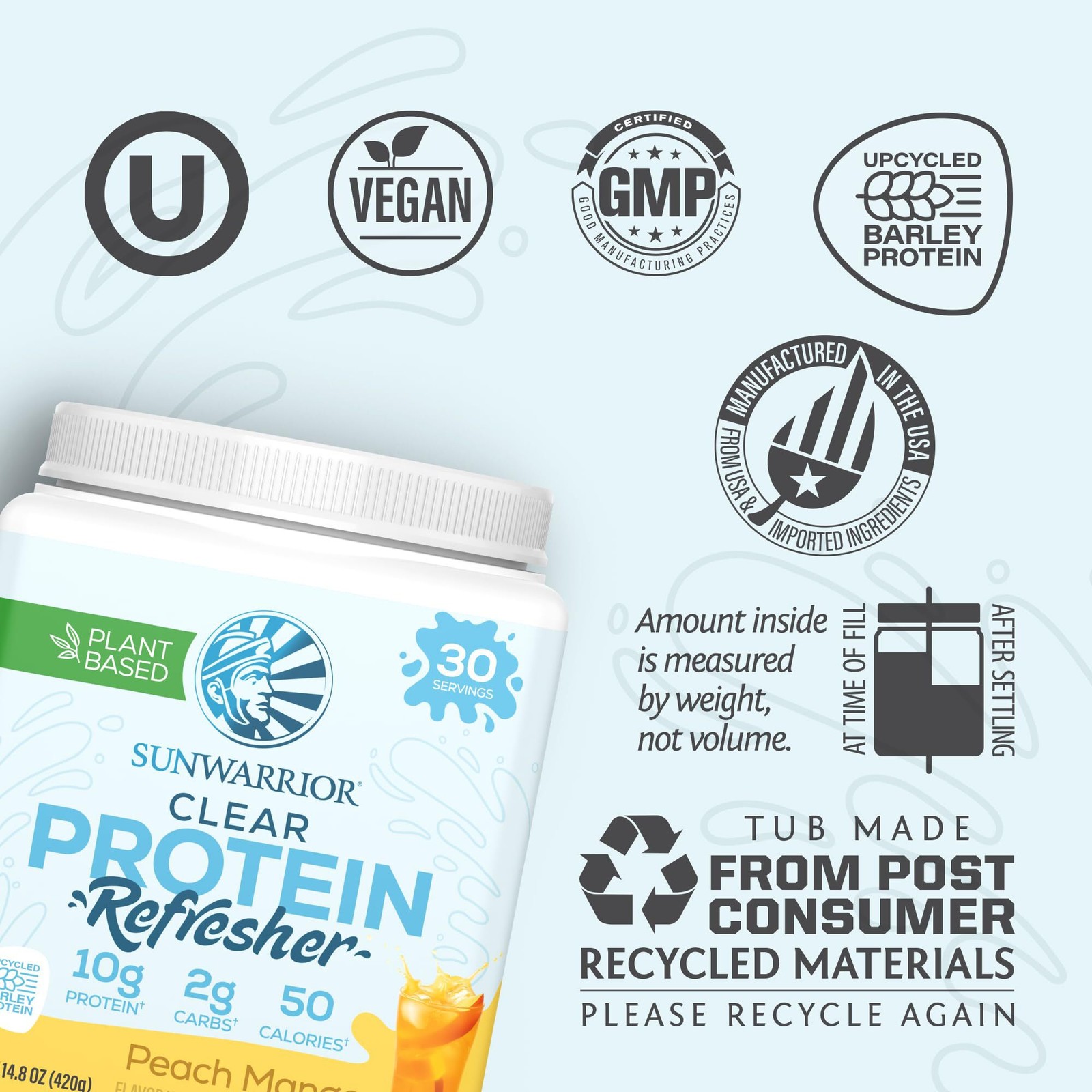 4/27 Sunwarrior Clear Protein Powder Plant-Based Water Mix, Vegan and Refreshing