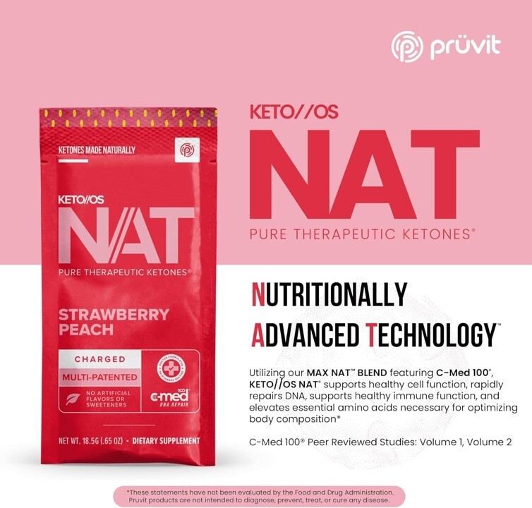 PRUVIT ketone drink Keto Nat STRAWBERRY PEACH Charged FREE SHIPPING