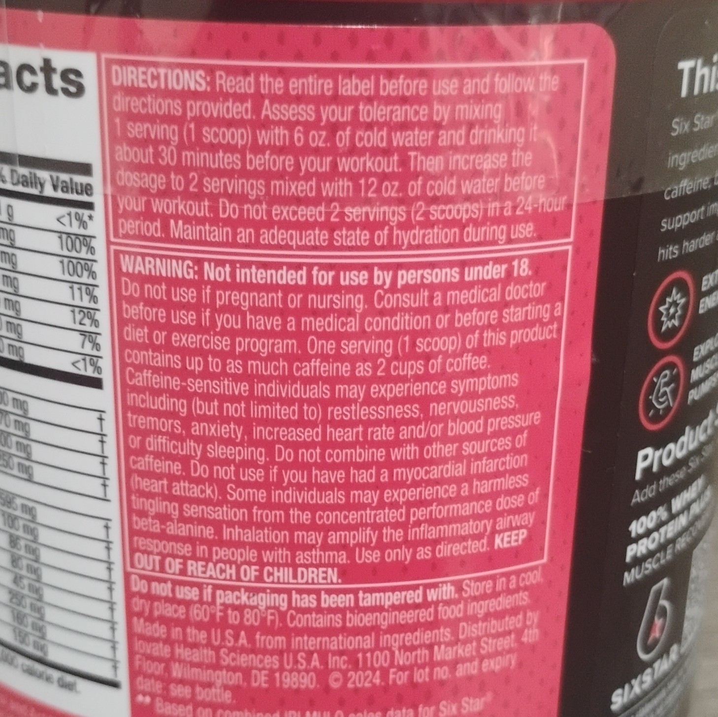 Six Star Pre-Workout Explosion 2.0 Powder Fruit Punch 30 Servings 9.52 oz