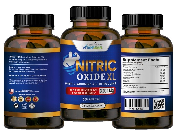 Nitric Oxide Booster Supplement w/L-Arginine 3000mg Premium Workout Muscle Pump