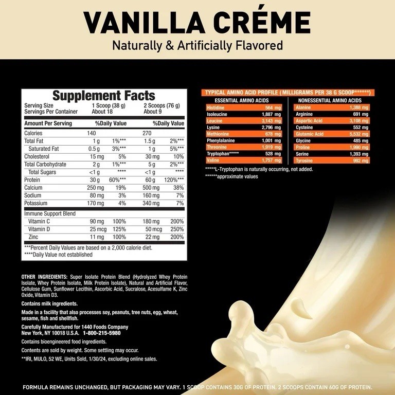 Body Fortress Isolate Protein Powder Vanilla Crème 1.5 lb Gluten-Free