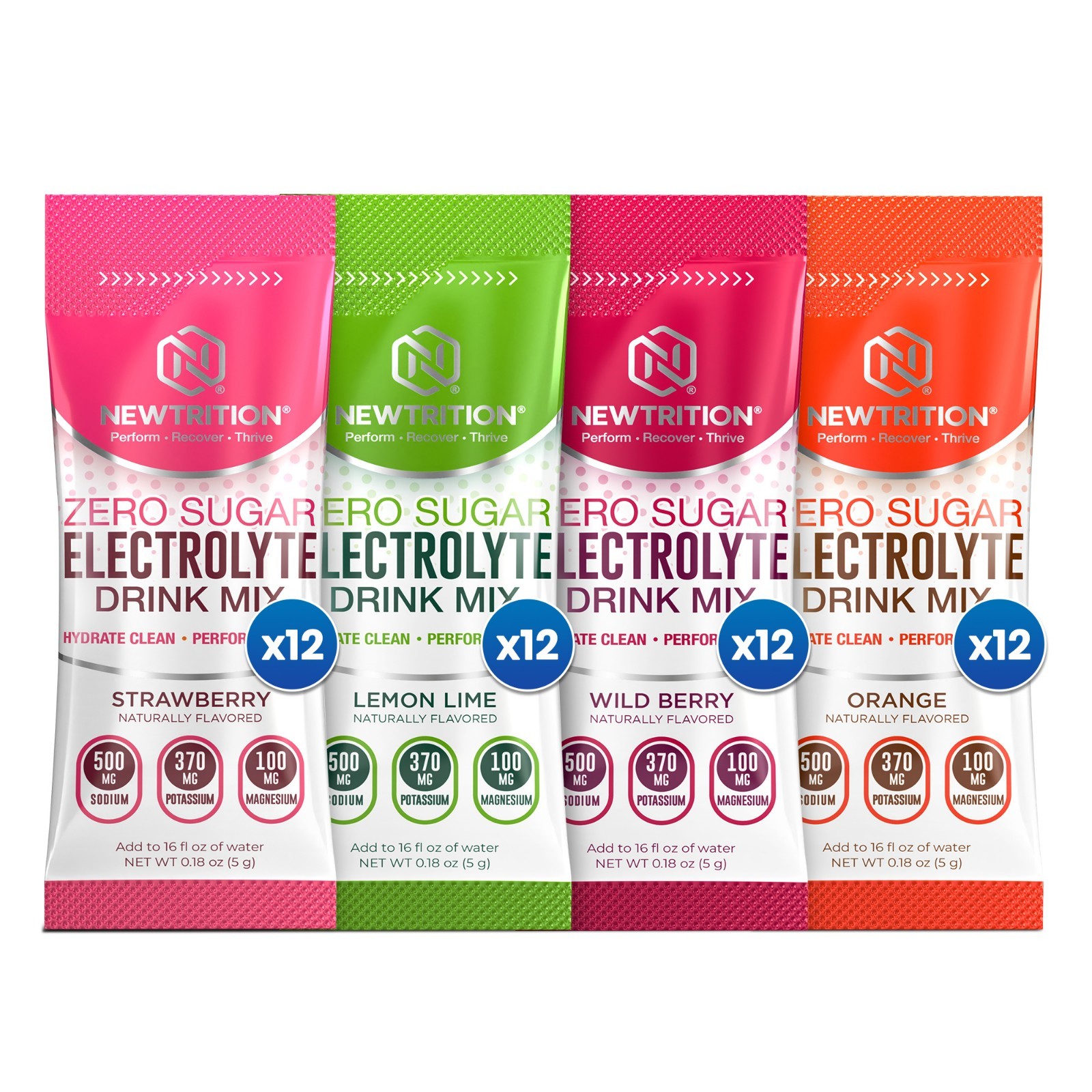 NewTrition Sugar Free Electrolyte Hydration Drink Mix Powder Packets
