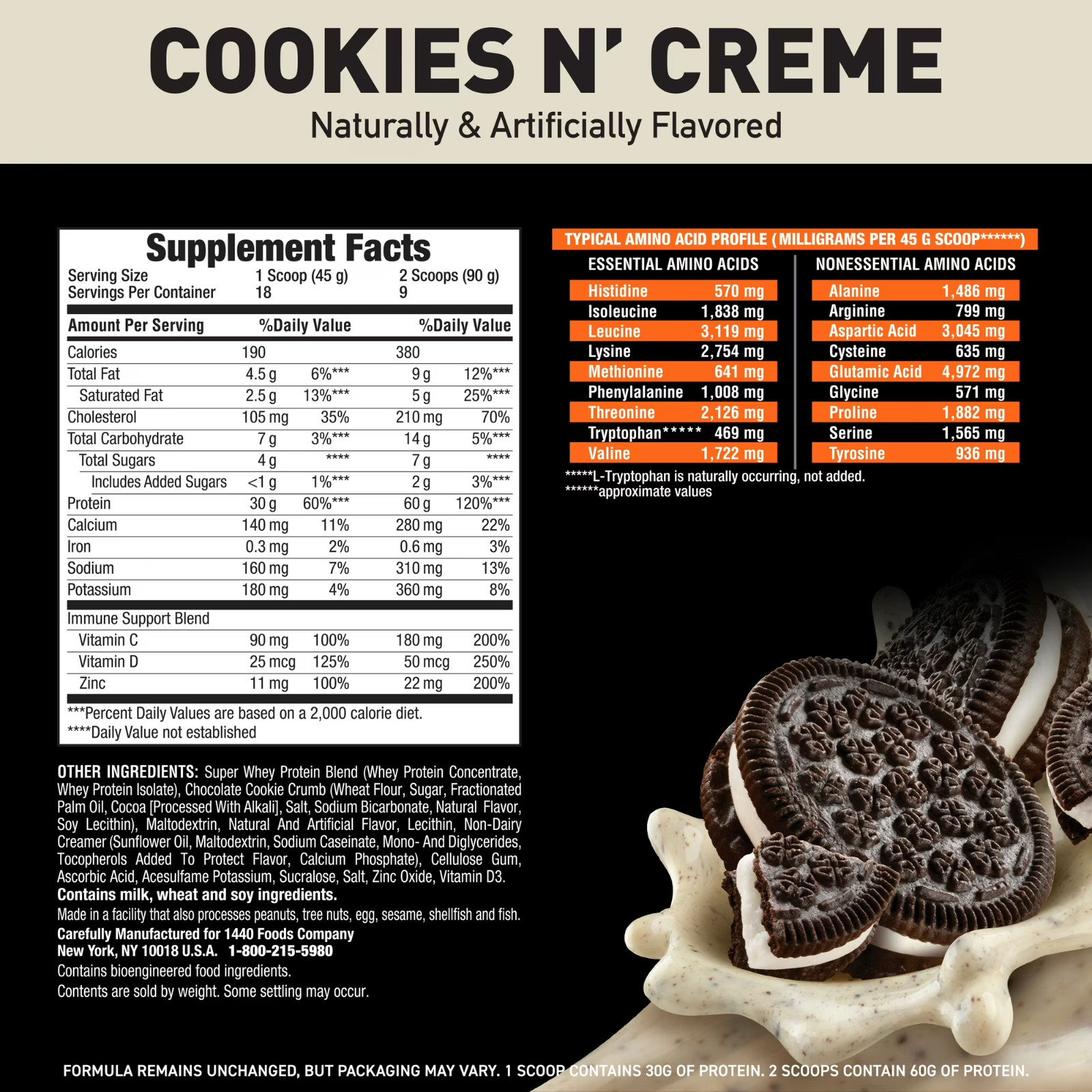 Body Fortress Super Advanced 100% Premium Whey Protein Powder Cookies N’ Creme
