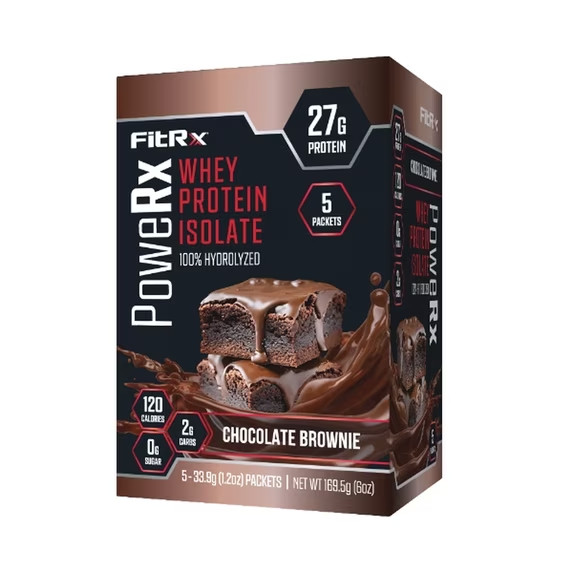 FitRx PoweRx Whey Protein Isolate Chocolate Brownie High Protein Powder 27g 6oz