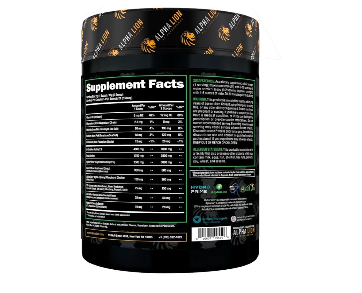 Alpha Lion Super Human PRE Hardcore Pump Pre-Workout 21 FULL Servings 5 Flavors