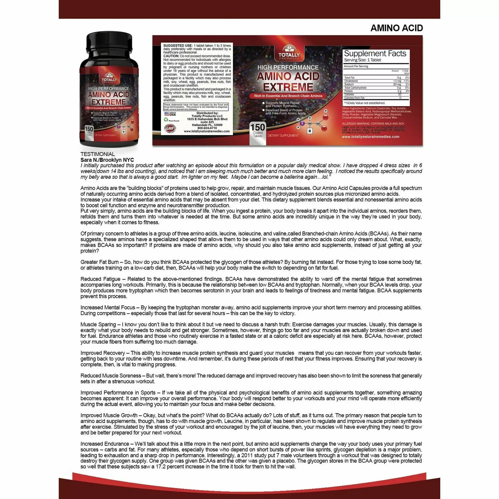 Amino Acids BCAA Muscle Support Supplement & Garcinia Cambogia Weight Management