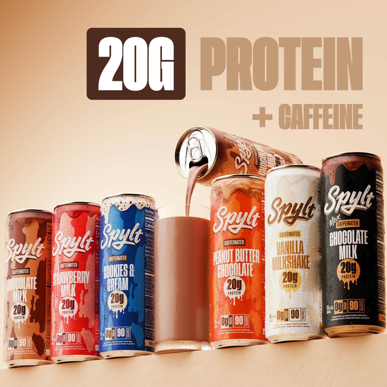 Spylt High Protein Milk – 6 Flavor Variety Pack with 132 Fl Oz (Pack of 1)